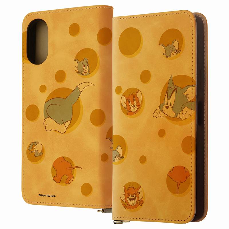 Rakuten - Xperia 10 VI / トムとジェリー / 手帳型レザーケース Raffine / トムとジェリーとタフィー_チーズ