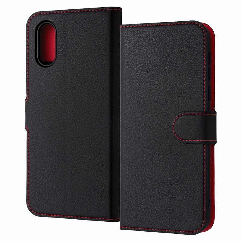Rakuten - シンプルスマホ7 / BASIO active2 / シンプルスマホ6 / BASIO active Like standard 耐衝撃 手帳型レザーケース シンプル マグネット/ブラック/レッド