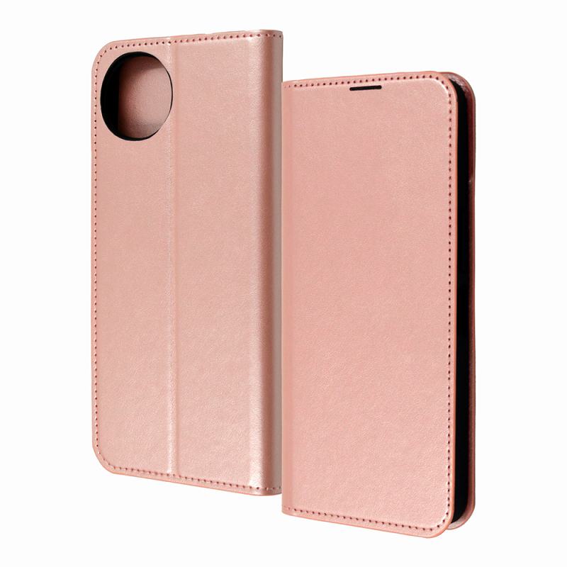 Rakuten - AQUOS wish4 耐衝撃 手帳型レザーケース シンプル/シャイニーピンク