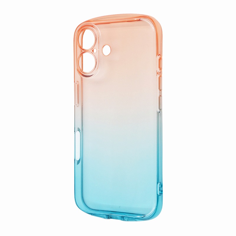 Rakuten - iPhone 16 耐衝撃 バンパー 精密設計 カメラ保護 グラデーション TPUソフトケース / レッド_ブルー