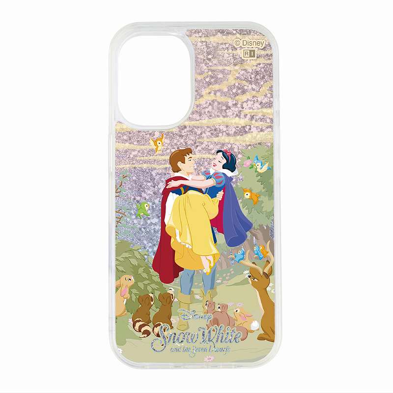 Rakuten - iPhone 16 ディズニー / 衝撃吸収 バンパー 動く キラキラ ラメ グリッターケース / 白雪姫_目覚めのシーン