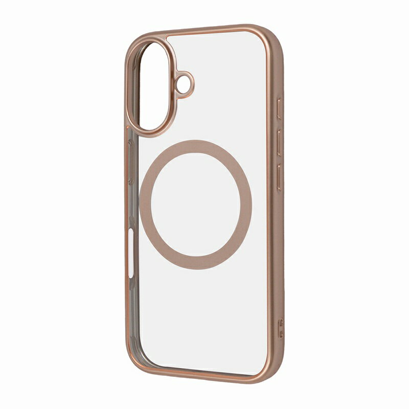 Rakuten - iPhone 16 Like standard MagSafe対応 マグネットアクセサリー対応 衝撃吸収 バンパー マット メタリック ハイブリッドケース / ピンクゴールド
