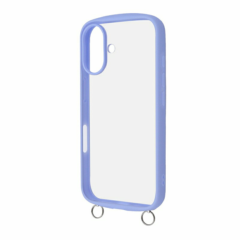 Rakuten - iPhone 16 Like standard Puffull 耐衝撃 バンパー ストラップ金具付き ハイブリッドケース / ペールブルー