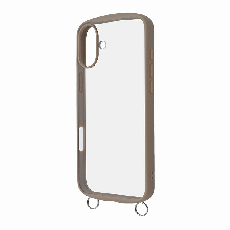 Rakuten - iPhone 16 Plus Like standard Puffull 耐衝撃 バンパー ストラップ金具付き ハイブリッドケース / ベージュ