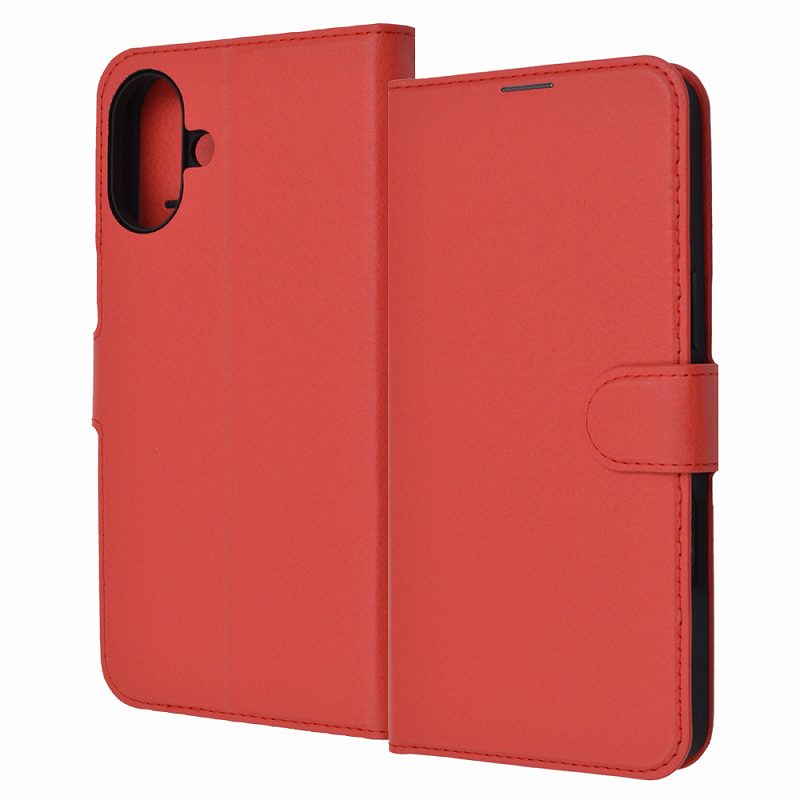 Rakuten - iPhone 16 Plus Like standard 耐衝撃 マグネットベルト シンプル 手帳型レザーケース / レッド