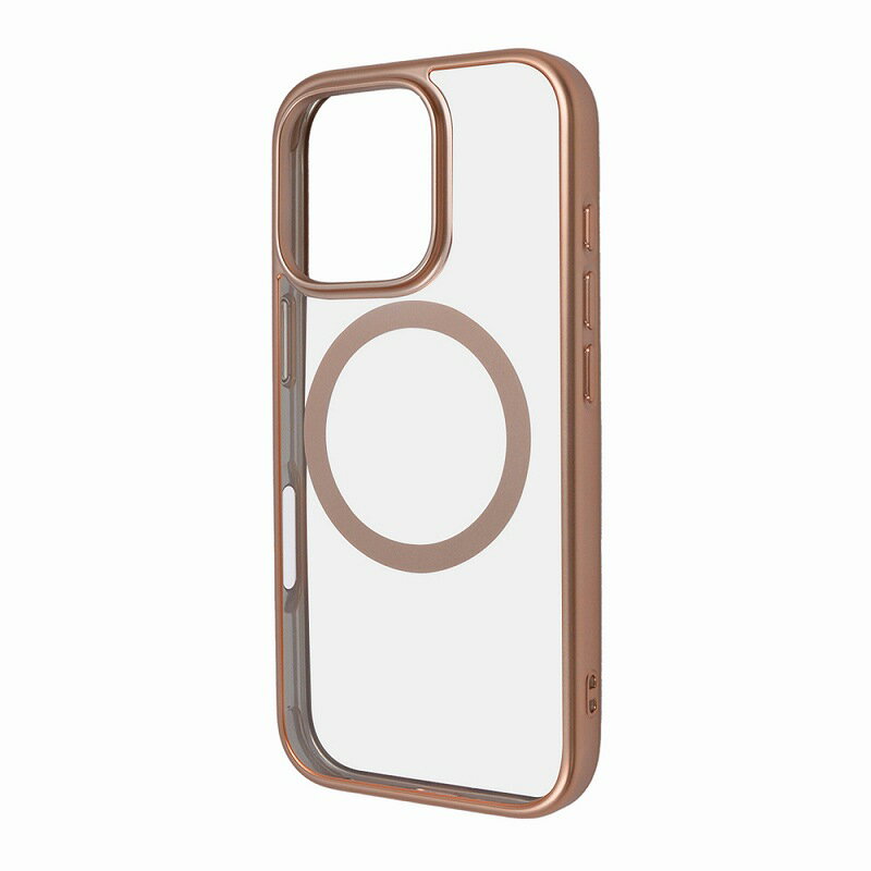 Rakuten - iPhone 16 Pro Like standard MagSafe対応 マグネットアクセサリー対応 衝撃吸収 バンパー マット メタリック ハイブリッドケース / ピンクゴールド