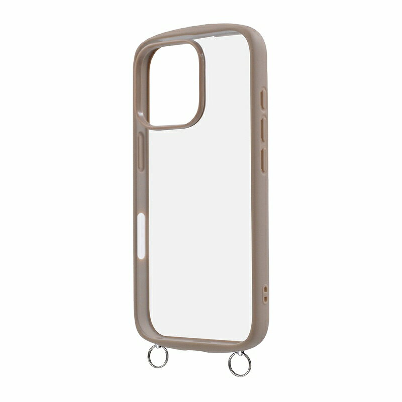 Rakuten - iPhone 16 Pro Like standard Puffull 耐衝撃 バンパー ストラップ金具付き ハイブリッドケース / ベージュ