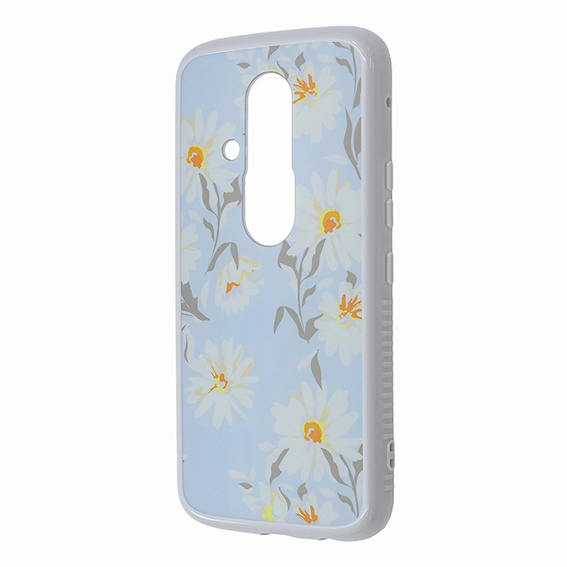 らくらくスマートフォン F-53E Like standard 花柄 衝撃吸収 バンパー ハイブリッドケース / 花柄_ブルー