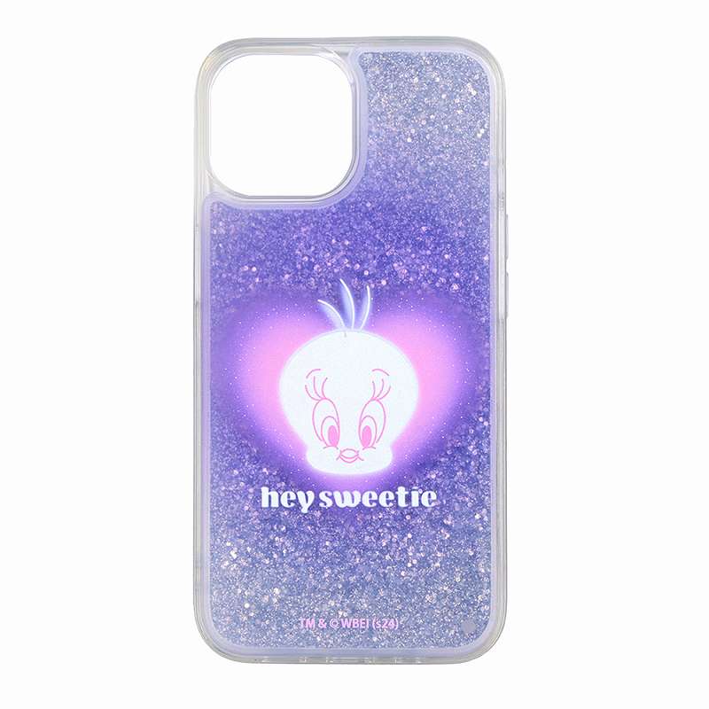 Rakuten - iPhone 15 / 14 / 13 ルーニー・テューンズ / 衝撃吸収 バンパー 動く キラキラ ラメ グリッターケース / トゥイーティー_2