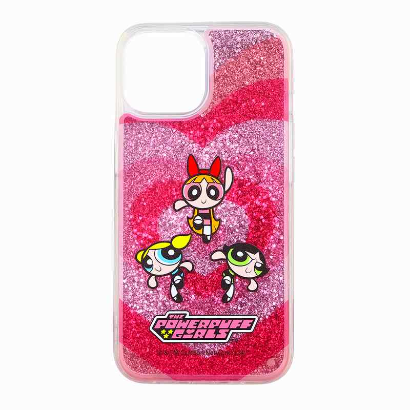 Rakuten - iPhone 15 / 14 / 13 パワーパフガールズ / 衝撃吸収 バンパー 動く キラキラ ラメ グリッターケース / パワーパフガールズ