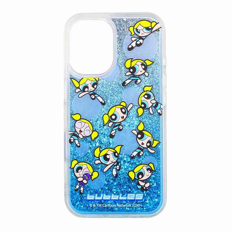 iPhone 16 パワーパフガールズ / 衝撃吸収 バンパー 動く キラキラ ラメ グリッターケース / バブルス