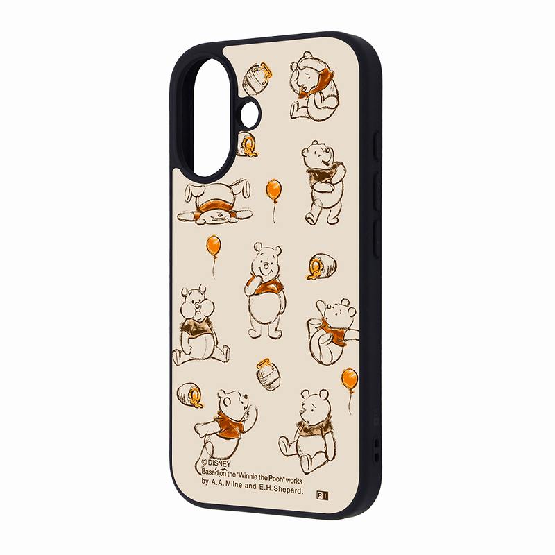 Rakuten - iPhone 16 ディズニー / maru 衝撃吸収 バンパー ハイブリッドケース / プーさん_sketch