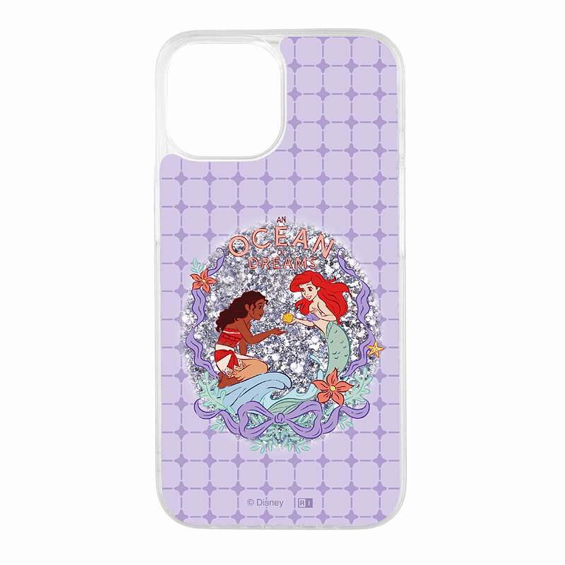 Rakuten - iPhone 15 / 14 / 13 ディズニー / 衝撃吸収 バンパー 動く キラキラ ラメ グリッターケース / モアナ_アリエル