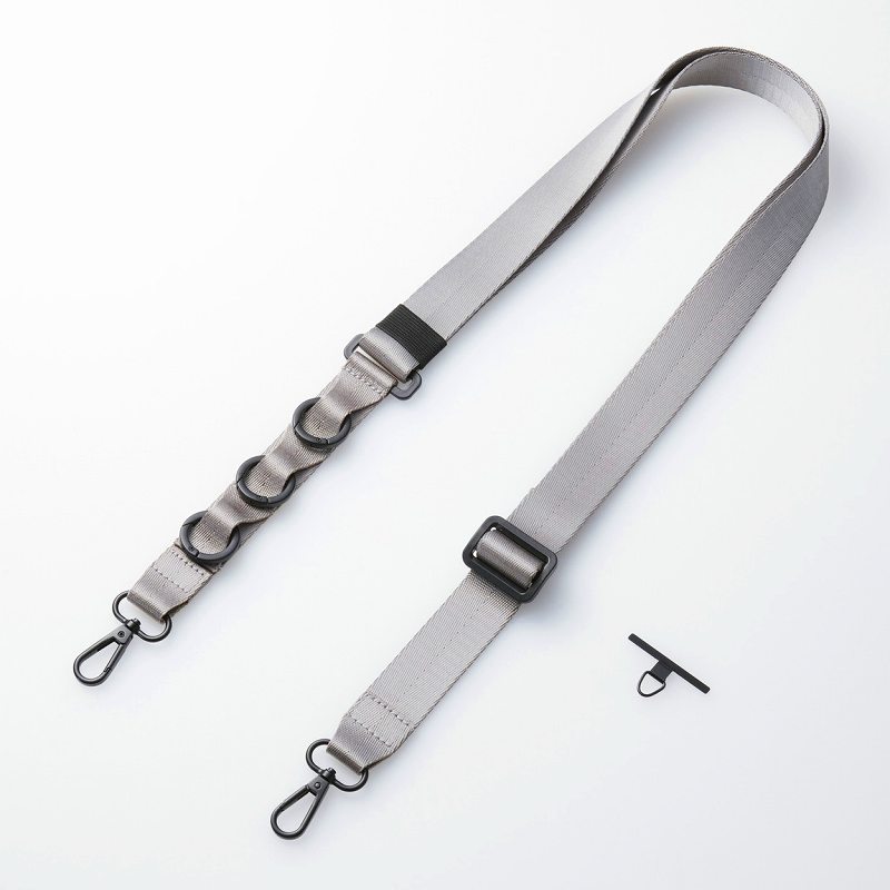 エレコム elecom スマホショルダーストラップ/ストラップホールシート/フラット型/カラビナ/アッシュグレー