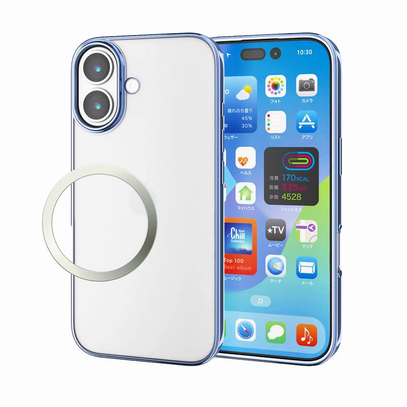 Rakuten - エレコム elecom iPhone 17/ソフトケース/サイドメッキ/メタルステッカー付/ブルー
