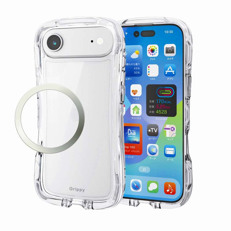 ���쥳�� elecom iPhone Air/Grippy/�����륯�ꥢ/�᥿�륹�ƥå�����/���ꥢ