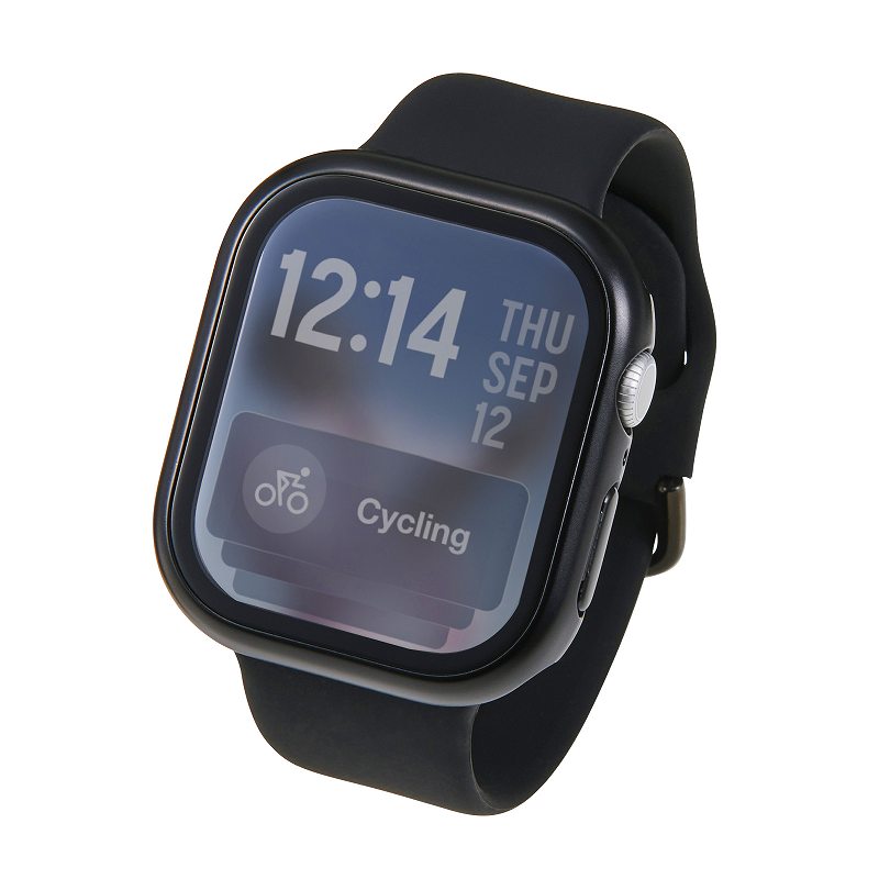 ���쥳�� elecom Apple Watch 46mm/�ե륫�С�������/�ץ�ߥ��६�饹/��Ʃ��/�᥿��å�/�֥�å�
