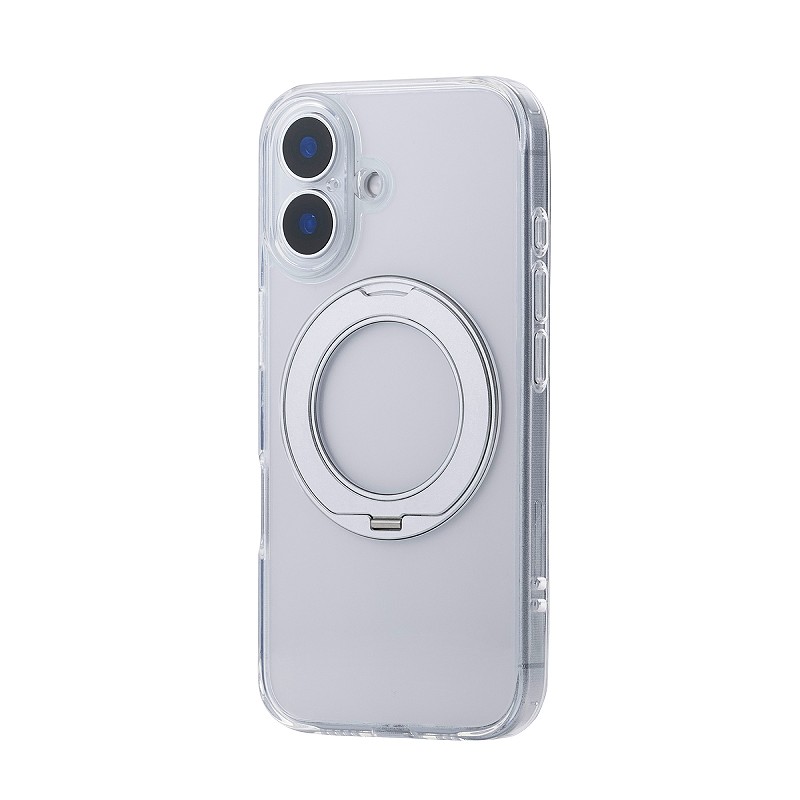 Rakuten - エレコム elecom iPhone16/ハイブリッドケース/極限/MAGKEEP/スタンド/シルバー