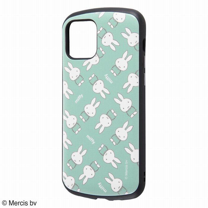 iPhone12 ケース iPhone 12 Pro カバー 12Pro 『ミッフィー』 耐衝撃 ケース MiA 衝撃吸収 ストラップ ホール 付き 防塵加工 傷に強い 『グリーン/ミッフィー総柄』 iPhone12 iPhone12 Pro iPhone12Pro アイフォン12 プロ