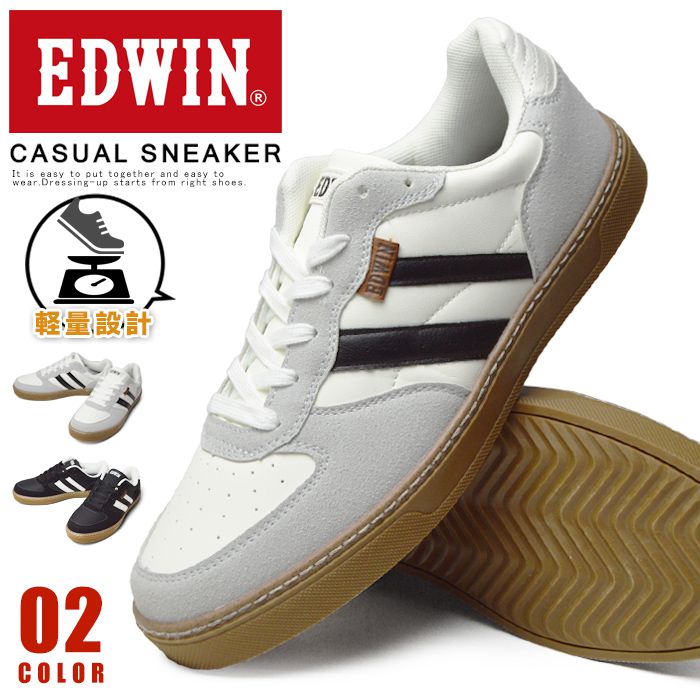樂天商城 - 【送料無料】EDWIN エドウィン スニーカー メンズ 軽量 カジュアルシューズ 防滑 カジュアルスニーカー ローカット サイドライン コンフォートシューズ 男性 靴 紳士靴 メンズシューズ/2026新作 春夏 トレンド