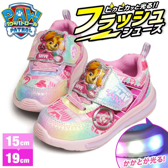 鞋子 - 【送料無料】パウパトロール フラッシュスニーカー 光るシューズ キッズ 子供 シューズ スカイ 女の子 軽量 運動靴 ベルクロ マジックテープ キッズスニーカー フラッシュシューズ 犬 子供靴 子ども用 【取り寄せ】/2026新作 春夏 トレンド