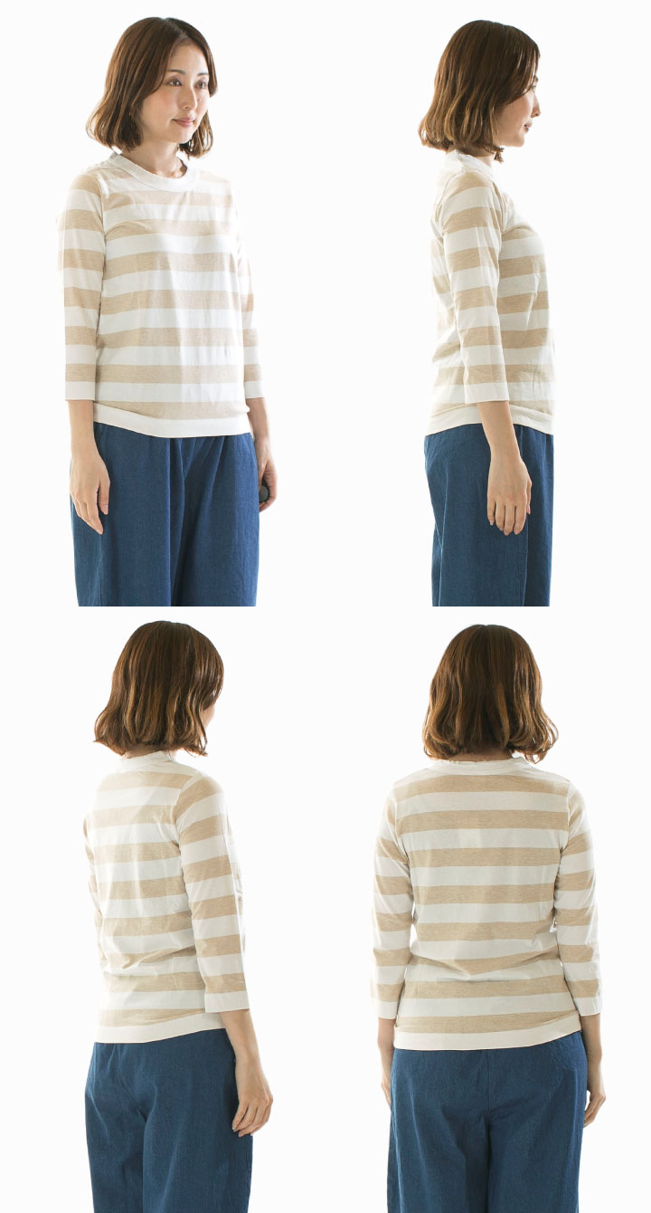 【15%0FF&2点購入1,000円OFFクーポン 9/11 6:00-9/19 13:59まで】LAITERIE レイトリー ふわふわ天竺7分丈ボーダーカットソー PCT-9Ac【2026秋冬】 varzy-10007706 Varzy(バルジー) サンプル画像3