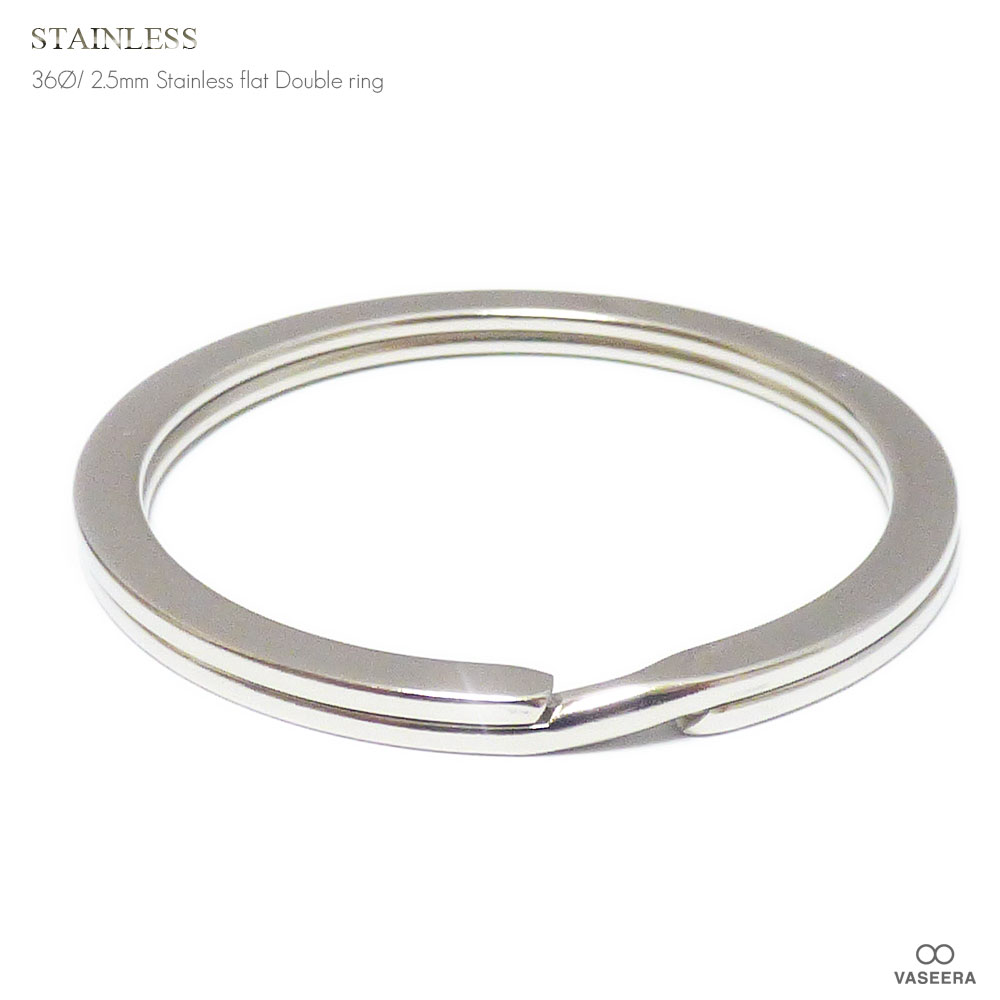 乐天商城 - VASEERA -ヴァシーラ- ステンレス 36mm フラット/平型二重カン パーツ ダブルリング キーリング 【丸カン/キーホルダーパーツ/SBR-011】