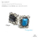 VASEERA -ヴァシーラ- 【単品販売(一個) / ピアス】然石埋め込み(ターコイズ/オニキス) スクエア・タイプ(長方形) シルバー スタッドピアス 【メ...