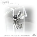 VASEERA -ヴァシーラ- 【単品販売(一個) / ピアス】ブラックオニキス埋め込み リングフープ風フェザー(羽根) シルバー スタッドピアス 【メンズ/シ...
