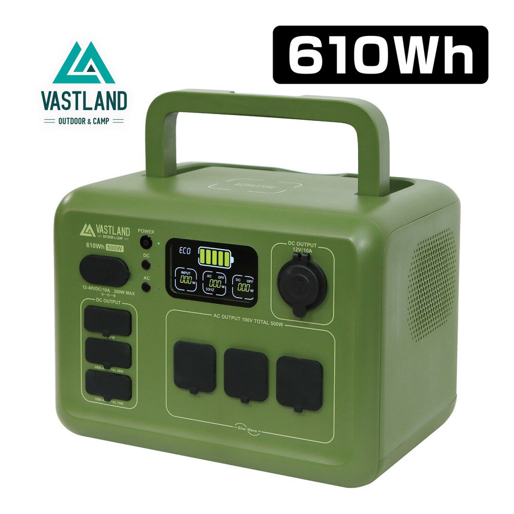 【20日はポイント20倍】VASTLAND ポータブル電源 610Wh ポータブルバッテリー PD60W ワイヤレス充電対応