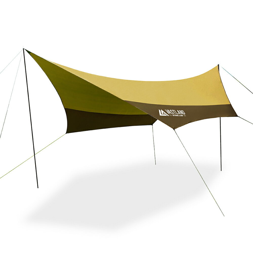 VASTLAND タープ テント ヘキサタープ ウッドブラウン 大型 4-6人用 耐水圧2000mm UPF50+ 収納ケース/タープポール/ロープ/ペグ付き