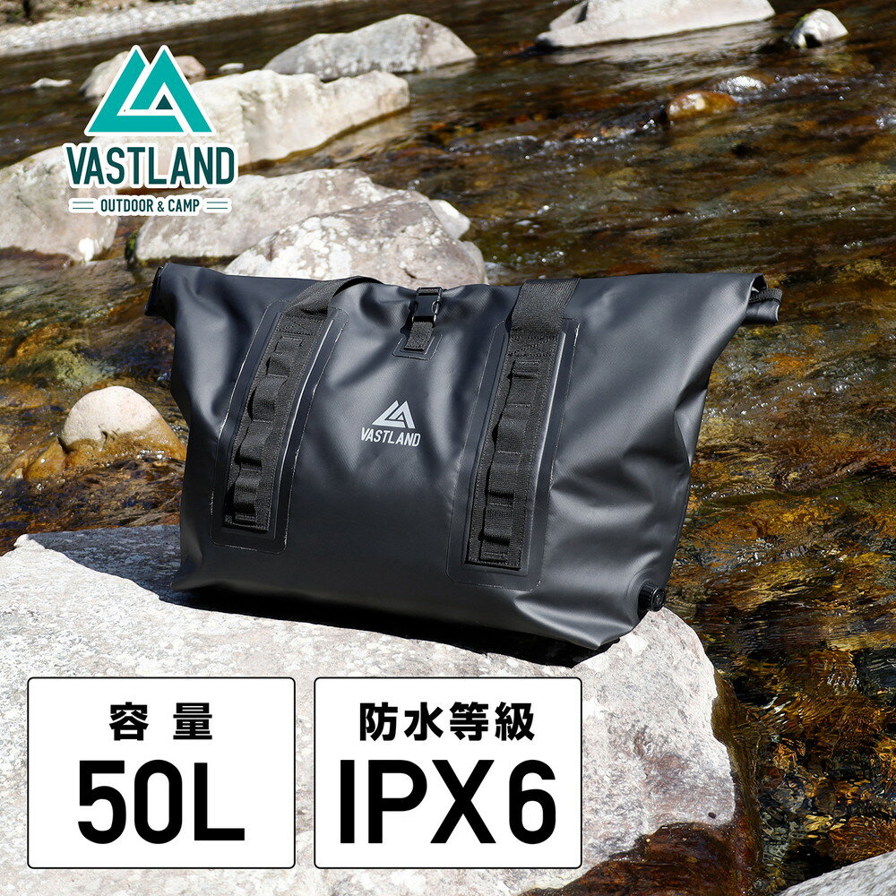 【1日はポイント15倍】VASTLAND 防水トートバッグ 50L ドライバッグ IPX6 エアバルブ付き