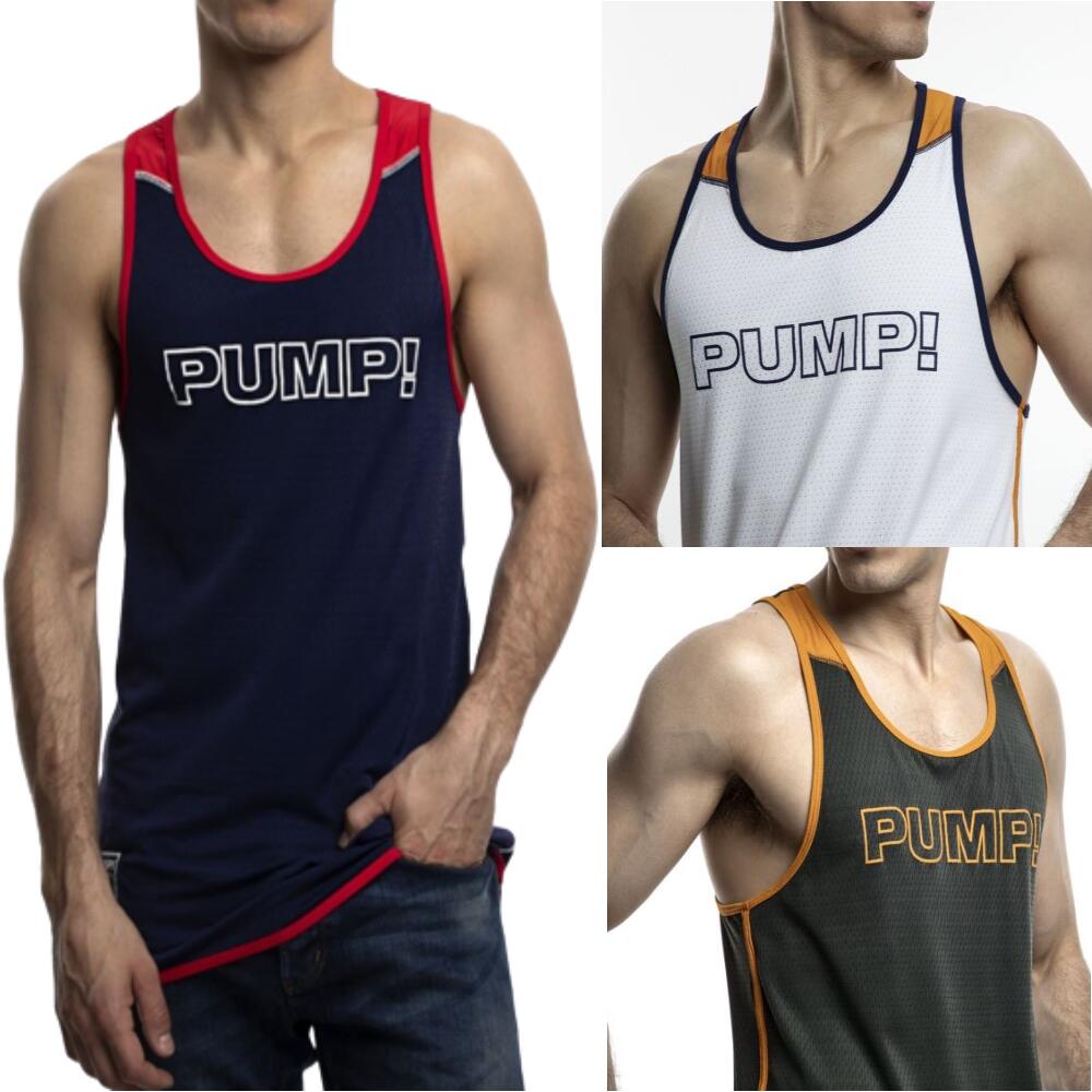 PUMP(パンプ) タンクトップ トレーニングウェア メンズタンクトップ ジム着 メッシュ 筋トレ おしゃれ 袖なし ノースリーブ 速乾 吸汗 ランニング パワーストレッチ ボディビル 1