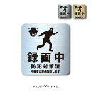 録画中 防犯対策済 ヘアライン メタル 金属調 マグネットタイプ / ステッカー シール タイプステッカー 玄関 ポスト 表札 案内 表示 防水 防水シール セキュリティー 防犯 シンプル ダミー 防犯カメラ 対策