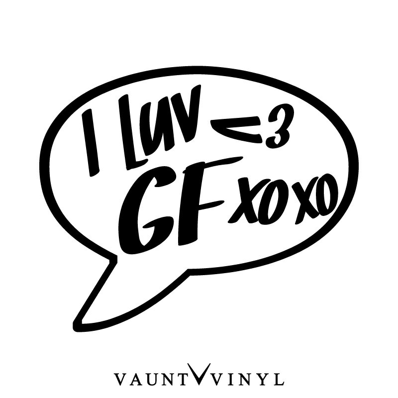 I LUV GF カッティングステッカー / スティングレイ ラパン タント キューブ ワゴンR バモス / ガールフレンド / 車 シール 切り文字 / 10P05Aug17