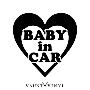 ハート型 Baby in car カッティングステッカー/ かわいい娘さんやお子さんのいる方★ / タント ラパン マーチ キューブ bB NBOX モコ ココアなどに! / ステッカー / 切り文字 / 10P05Aug17