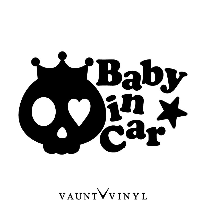 ドクロ Baby in car カッティングステッカー/ かわいい娘さんやお子さんのいる方★ / タント ラパン マーチ キューブ bB NBOX モコ ココア / オリジナル ステッカー / 切り文字 / 10P05Aug17