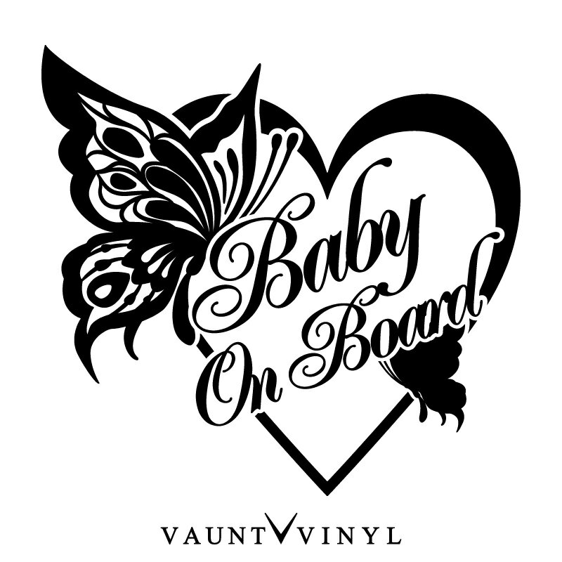 楽天VAUNT VINYL sticker storeバタフライ Baby on board ステッカーカッティング ステッカー 車 シール フィルム 転写 ウインドウ スーツケース サーフィン in car ベイビー イン カー ベビー キッズ ハート スター ガール 蝶々 ワゴンr スティングレー アルファード / 10P05Aug17