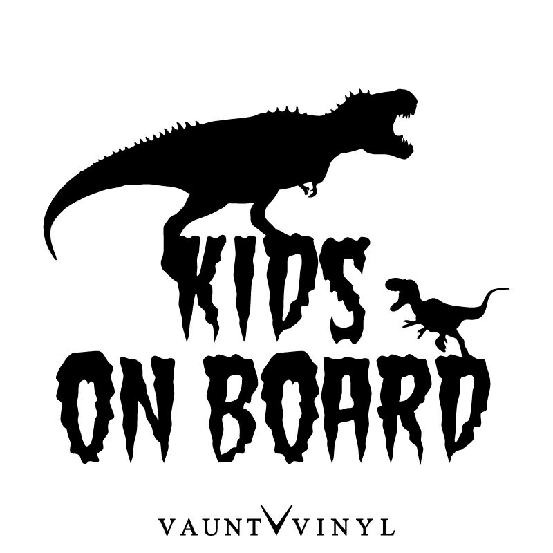 楽天VAUNT VINYL sticker store恐竜 KIDS ON BOARD カッティング ステッカー kids in car baby on board 赤ちゃんが乗っています / ステッカー 車 シール デカール / 怪獣 ティラノサウルス Tレックス t-rex ジュラシック / 10P05Aug17