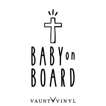 BABY ON BOARD ステッカー 十字架 クロス ロザリオ キリスト イエス / シンプル おしゃれ オシャレ お洒落 かわいい 文字 / 車 シール ベビーインカー キッズインカー 子供 双子 吸盤 マグネット / 10P05Aug17