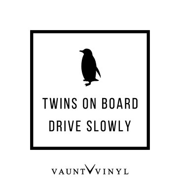 ペンギン TWIN ON BOARD カッティング ステッカー baby in car ステッカー ベビーインカー kids in car キッズインカー 子供が乗っています 赤ちゃんが乗っています / 安全運転 チャイルドシート 車 バイク シール デカール / 動物 アニマル