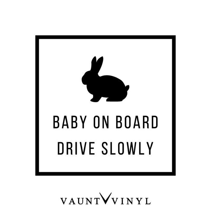ウサギ BABY ON BOARD カッティング ステッカー baby in car ステッカー ベビーインカー kids in car キッズインカー 子供が乗っています 赤ちゃんが乗っています / 安全運転 チャイルドシート 車 バイク シール デカール / 動物 アニマル