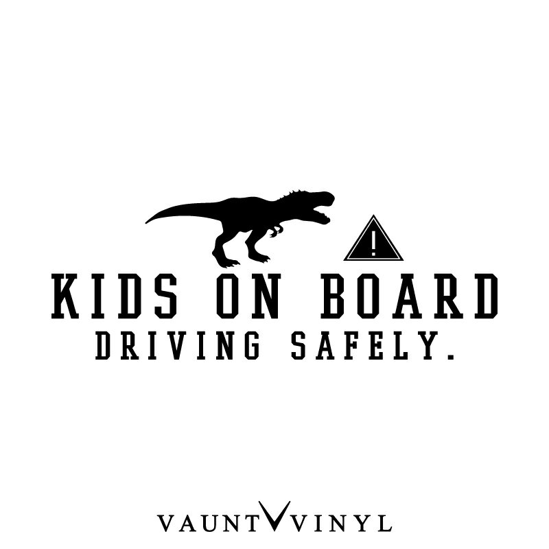 楽天VAUNT VINYL sticker storeティラノサウルス KIDS ON BOARD ステッカー 恐竜 ジュラシック ジュラ紀 車 シール baby in car ベビーインカー kids in car キッズインカー 子供が乗っています 赤ちゃんが乗っています 双子 吸盤 マグネット シンプル おしゃれ オシャレ お洒落 文字