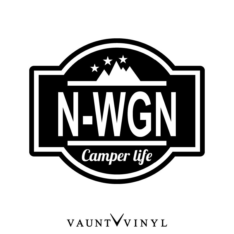 N-WGN Camper life カッティング ステッカー Nワゴン スラッシュ SLASH カスタム NBOX Nボックス N-ONE Nワン / ステッカー 車 シール デカール キャンプ 登山 BBQ ベース ミリタリー アウトドア 自転車 ロードバイク クロスバイク