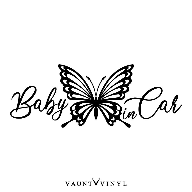 楽天VAUNT VINYL sticker storeバタフライ Baby in car ステッカーカッティング 車 シール フィルム ウインドウ in car ベイビー イン カー ベビー キッズ ハート スター ガール 蝶々 蝶 ワゴンr NBOX タント スティングレー アルファード かわいい 煽り運転 防止 煽り 対策