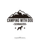 CAMPING WITH DOG シュナウザー カッティング ステッカーキャンプ ソロキャンプ CAMP 車 バイク シール アウトドア 犬 ペット バンパー 切り文字 自家用 専用車 おもしろ 転写 ハイゼット ジムニー デリカ D5 ハイエース RAV4 ランクル プラド