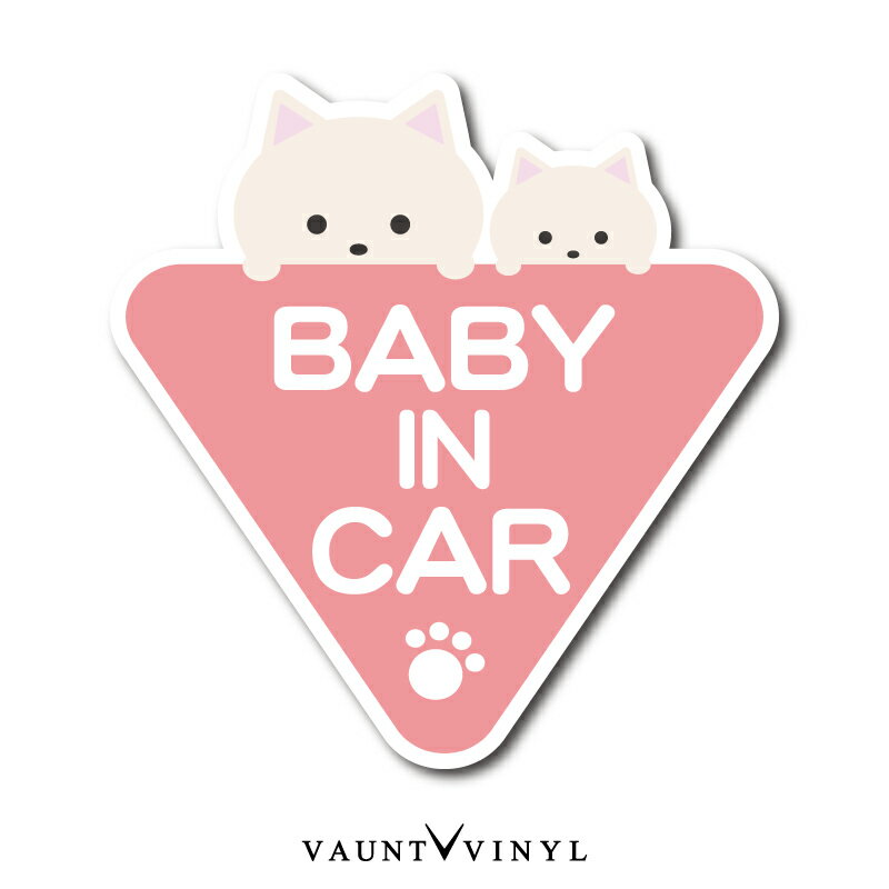 BABY / KIDS IN CAR シール ステッカー 白猫 スコティッシュ ノルウェージャン エキゾチックショートヘア ねこ 猫 キャット グッズ ペット ベイビー ベビー キッズ チャイルド インカー on boa…