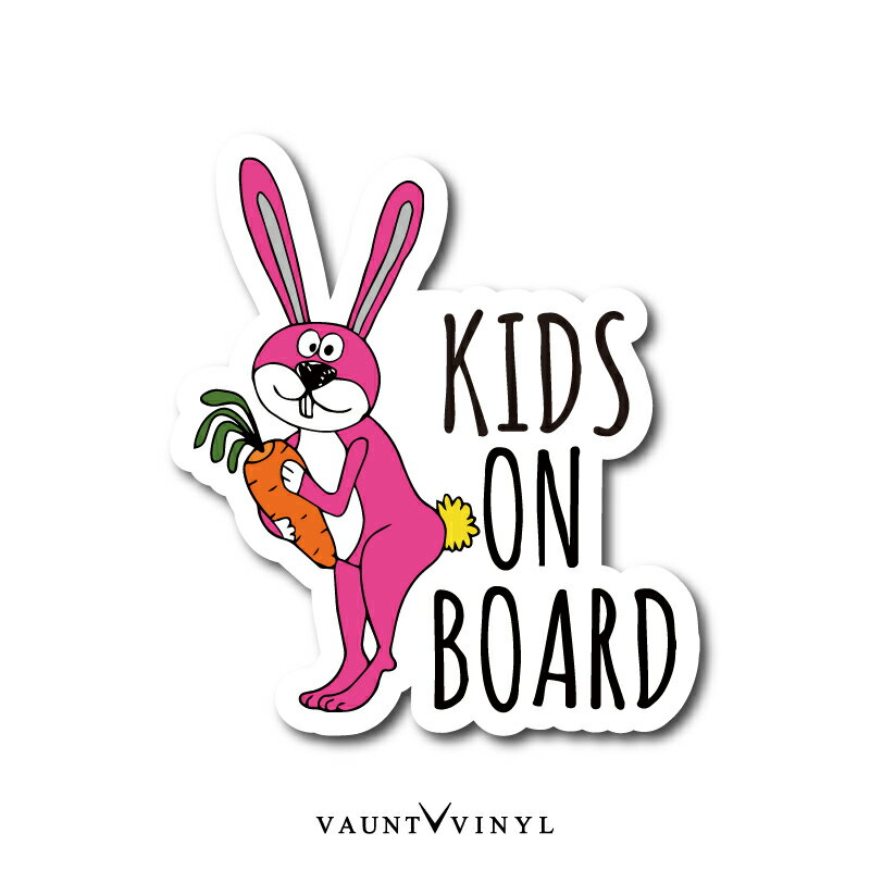 楽天VAUNT VINYL sticker storeアメコミ風 ウサギ Kids on board シール 車 ステッカー アメコミ アメリカン USDM JDM ラビット おもしろ ベイビー ベビー キッズ チャイルド インカー in car 赤ちゃん 煽り 煽り運転対策 子供