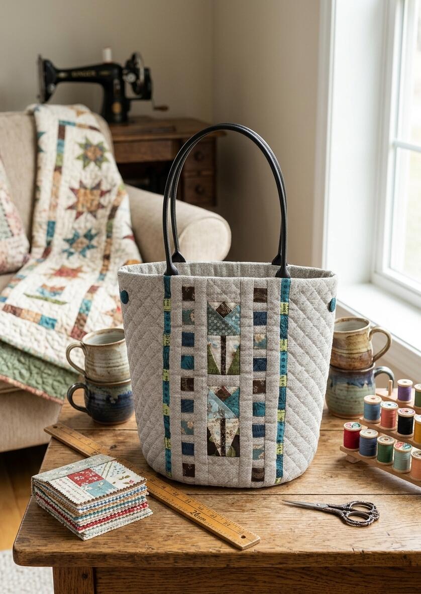 Patchwork Kits - New【柴田明美のパッチワークキット】青いチューリップのバッグ　持ち手付き