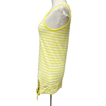【中古】アディダス adidas タンクトップ ボーダー リボン カットソー L 黄 白/3 レディース 【ベクトル 古着】 191019 ベクトル マークスラッシュ
